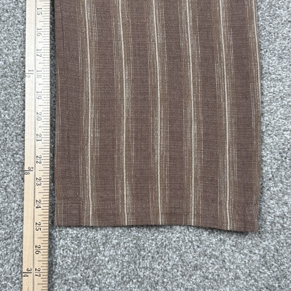 Pendleton Petite Linen Pants Women 12 Brown Striped Relaxed Casual - Picture 4 of 10